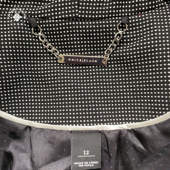 White House Black Market Polka Dot Peplum Blazer Ruffle Collar Size 12 - Picture 5 of 12